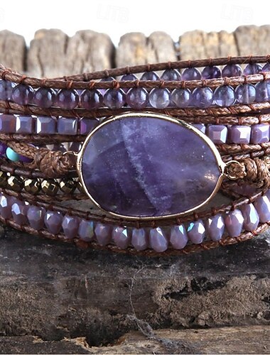  Pulseira ajustável com pedras boho - estilo boêmio moderno com pedras naturais autênticas - joias artesanais requintadas para charme multicamadas - lembrancinhas de festa e acessórios para ocasiões