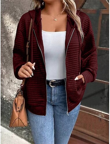 Damen Freizeitjacke Hoodie Jacke Outdoor Strasse Freizeitskleidung Herbst Winter Standard Mantel Regular Fit warm Atmungsaktiv Stilvoll Brautkleider schlicht Jacken Langarm Glatt Mit Taschen Full Zip
