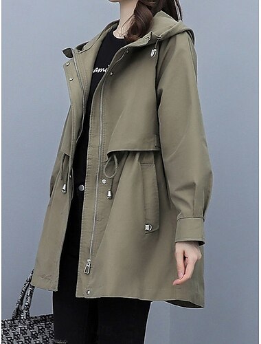  Damen Mantel Outdoor Strasse Freizeitskleidung Herbst Winter Standard Mantel Regular Fit warm Atmungsaktiv Stilvoll Brautkleider schlicht Jacken Langarm Glatt Streifen und Plaid Mit Taschen Schwarz