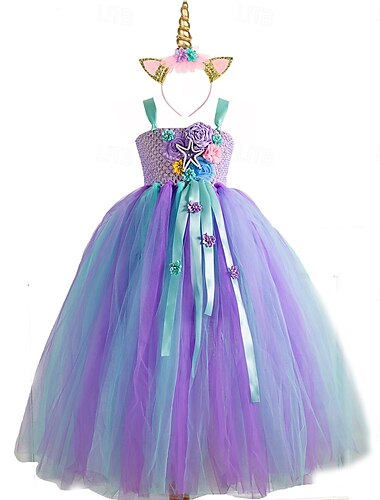  kinderkleidung Mädchen Cosplay-Kleid Party Kleid Farbblock Ärmellos Leistung Weihnachten Rückenfrei Patchwork Schön Süß Polyester Maxi abendkleider Schaukelkleid A Linie Kleid Sommer 4-12 Jahre Blau