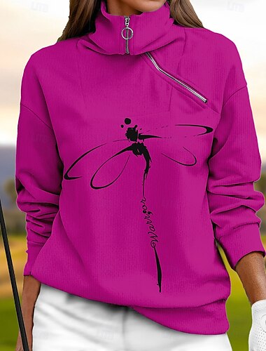  Mujer Sudadera con capucha Azul marinero Negro Rojo Manga Larga Camiseta Animal Otoño Invierno Ropa de golf para damas Ropa Trajes Ropa Ropa