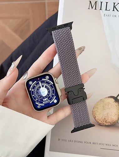  Solo-Loop Kompatibel mit Apple Watch Armband 38mm 40mm 41mm 42mm 44mm 45mm 49mm Verstellbar Atmungsaktiv Stoff Nylon Ersatzarmband für iwatch Ultra 2 Series 9 8 7 SE 6 5 4 3 2 1