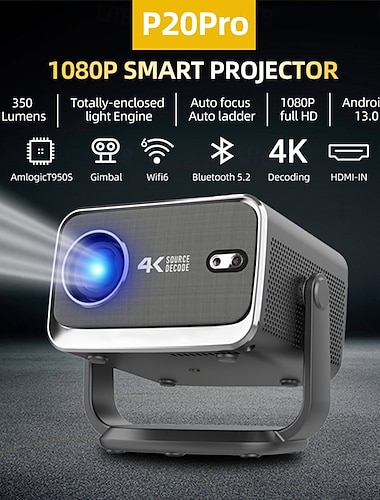  p20pro smart mini projector 3500 lumen 5g dual band wifi bluetooth 5.1 hd 1080p led android 13 automatische correctie projector