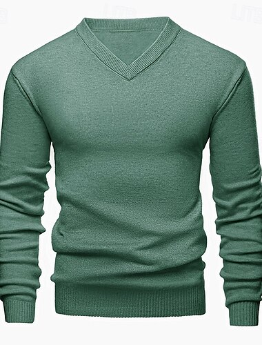 Hombre Suéter de punto Suéter recortado Estriado Tejer Regular De Punto Plano Escote en Pico Moda Casual Ropa Cotidiana Cita Ropa Otoño invierno Negro Azul Piscina S M L