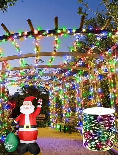  50m-500 leds/100m-1000 leds kültéri nagy fényerejű rézhuzal fényfüzér nagy napelemes udvar eresz karácsonyfák erkélyek kerítések szent fesztivál hangulat dekoratív fényfüzér