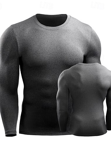  Homens Camiseta de Corrida Manga Longa Camiseta Casual Roupa Esportiva Outono Respirável Secagem Rápida Treino de Ginástica Corrida Caminhada Roupa de esporte Roupas Esportivas Cor Sólida