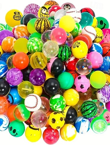  Confezione da 100 palline rimbalzanti in gomma senza piume di alta qualità, colori assortiti. &modelli per bomboniere regali &dolcetti di halloween