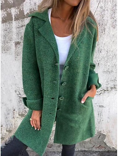  Damen Mantel Outdoor Strasse Freizeitskleidung Herbst Winter Lang Mantel Regular Fit warm Atmungsaktiv Stilvoll Brautkleider schlicht Jacken Langarm Glatt Mit Taschen Rosa Braun Grün