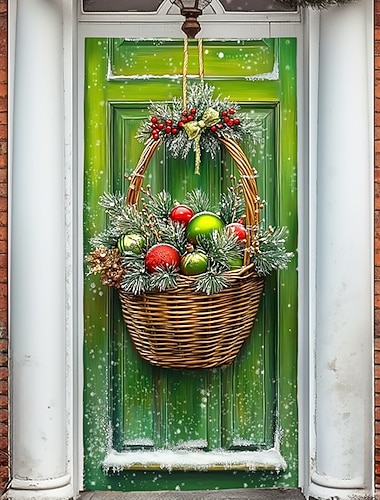  juledørdekorasjoner dørdeksler julepynt dørteppe dørgardindekorasjon bakgrunn innendørs/utendørs dørbanner for inngangsdør gårdshus