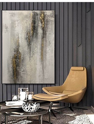  handgemaltes Ölgemälde mit Folie, goldenes Ölgemälde, abstrakte graue Gemälde auf Leinwand, handgefertigtes Acrylgemälde mit reichhaltiger Struktur, moderne Wandkunst, handgemaltes Kunstwerk für die
