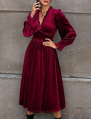  Natal Retro Vintage Anos 50 Meio-dia Vestidos Vestido Flare Senhora Linha A Mulheres Natal Ano Novo Traje de festa para noite Coquetel Festa de Solteira Adulto Vestido