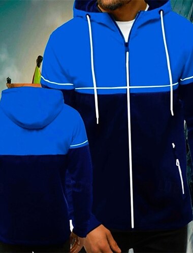  Herren Hoodie Sweatshirt Kapuze Hoodie Jacke Patchwork Zip Langarm Oberbekleidung Casual Athlässigkeit Herbst Atmungsaktiv Weich Fitnesstraining Laufen Gehen Sportbekleidung Sportkleidung Farbblock