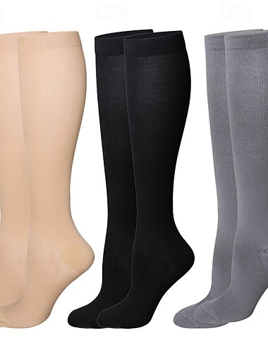  Yoga Socken 3 Paare Herren Damen Kompressionssocken Rutschfest Atmungsaktiv Schweißableitend Komfortabel Fitnesstraining Basketball Fussball Laufen Joggen Sport Einfarbig Modisch Polyester Schwarz