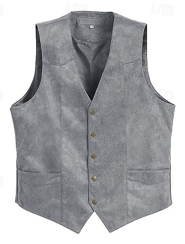 Retro Vintage Weste Westlicher Cowboy Einfarbig V Ausschnitt Herren Junggesellinnenabschiedsparty Erwachsene Weste