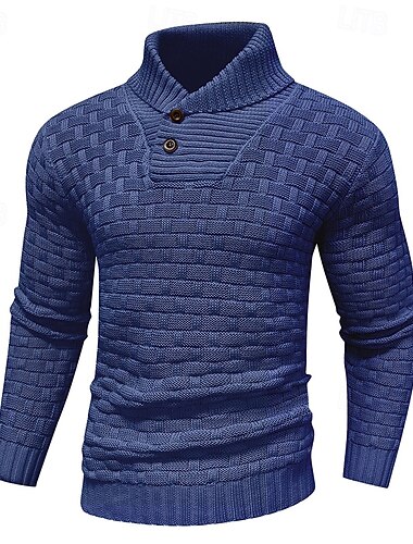  Homme Pull Chandail Pull A côtes Tricoter Normal Tricoté Coupe Cintrée Plein Col Roulé Moderne contemporain Travail Usage quotidien Vêtement Tenue Hiver Printemps & Automne Noir Bleu S M L