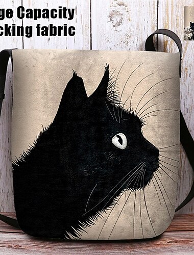  Zwarte crossbodytas met kattenprint voor dames – stijlvolle casual schoudertas voor kattenliefhebbers en dagelijks gebruik