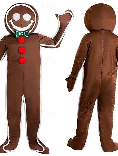  Hombre de pan de jengibre Mono Disfraces de cosplay Monos Hombre Mujer Navidad Nochebuena Navidad traje de cosplay Adulto Navidad Fiesta Disfraz
