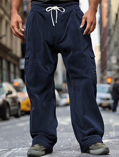 Herren Cargohose Cargohosen Cordhose Hose Hosen Schlabberhose Freizeithose Tasche Elastische Taille Gerade geschnitten Glatt Komfort Weich In voller Länge Outdoor Täglich Ausgehen Modisch Strassenmode   Herren Cargohose Cargohosen Cordhose Hose Hosen Schlabberhose Freizeithose Tasche Elastische Taille Gerade geschnitten Glatt Komfort Weich In voller Länge Outdoor Täglich Ausgehen Modisch Strassenmode