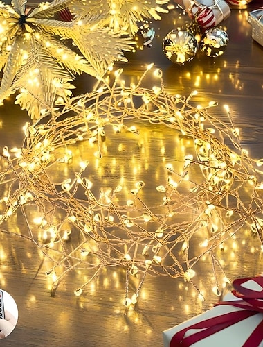  سلسلة أضواء الألعاب النارية USB مع جهاز التحكم عن بعد، 100/200 أضواء خرافية من الأسلاك النحاسية LED لعيد الميلاد وحفلات الزفاف والديكور المنزلي