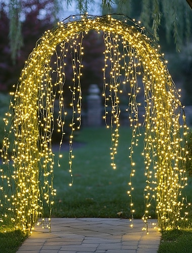  Kerst buiten watervalverlichting, 200 led-lichtsnoeren met takken, 10 stuks x 2 m lichtsnoeren voor kersttuin, hek- en boomdecoratie