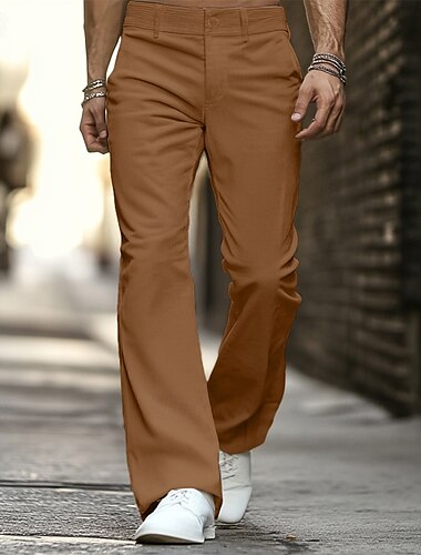  Herren Anzughosen Cordhose Ausgestellte Hosen Glockenboden Hose Hosen Tasche Glatt Komfort Weich In voller Länge Party Outdoor Täglich Modisch Schick & Modern Weiß Braun