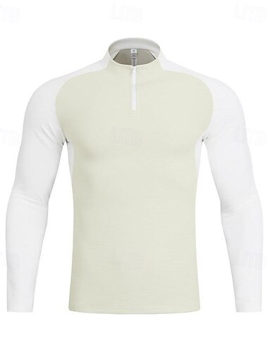  Men's Running T-Shirt Zipper Long Sleeve Zip Top Casual Athleisure Fall Breathable Quick Dry Soft Gym Workout Running Walking Sportswear Activewear Solid Colored Black White Khaki