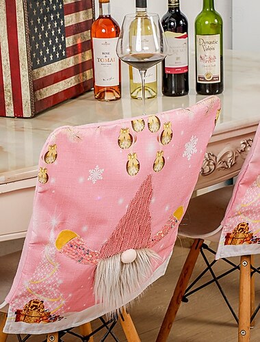  nye julestoltrekk, rosa Rudolph dekorative stoltrekk med lys, julepynt til spisebord