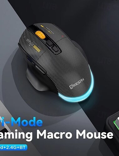  mkespn souris sans fil 2,4 g bluetooth 3 modes de connexion 12800 dpi réglable macro rgb souris de jeu programmable 500 mah rechargeable