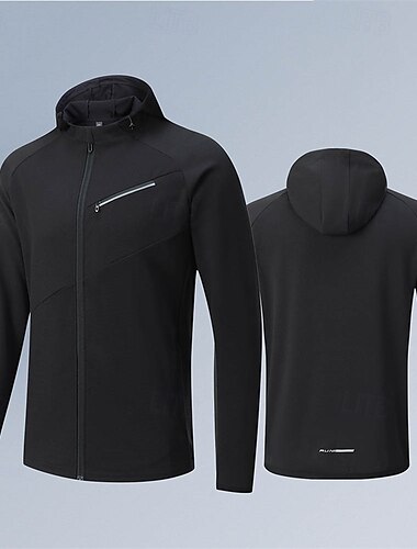  Herren Laufshirt Sport Top reflektierende Streifen Reißverschluss vorne Langarm T-Shirt Casual Athlässigkeit Herbst warm Windundurchlässig Atmungsaktiv Fitnesstraining Laufen Gehen Sportbekleidung