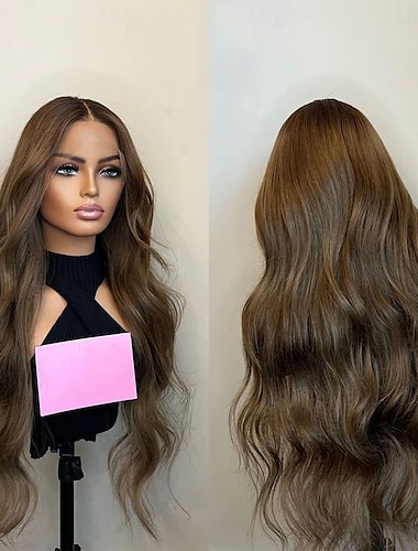  Peluca Cabello virgen sin procesar Cierre 4x13 Cabello Brasileño Ondulado Castaño rojizo Parte libre Mujer Densidad 130% 150% con pelo de bebe 100% Virgen Sin cola Pre-arrancado Larga A1 Pelucas de