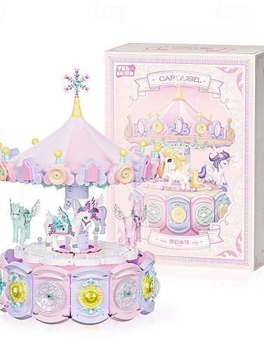  Rotierender Karussell-Baustein zum Selbermachen für Mädchen und Jungen im Alter von 6–12 Jahren. 1680 Teile. Konstruktionsspielzeug, Weihnachts- und Valentinstagsgeschenke für Erwachsene und Kinder im