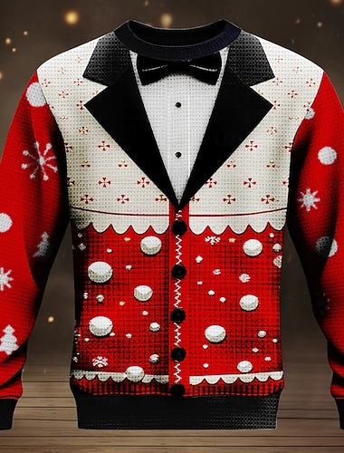  Ruma joulupaita Miesten Rusetti Lumihiutale Neulepusero Pyöreäkauluksinen Vapaa-aika Juhla-iltavaatteet Uudenvuodenaaton villapaita Neulominen Thermal Pitkähihainen Syksy Talvi Rubiini