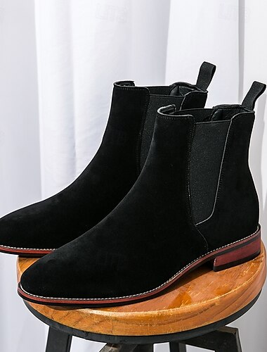  Chelsea Boots aus Wildlederimitat für Herren – lässige Schlupfstiefelette mit elastischen Seiteneinsätzen für den Alltag im Vintage-Stil