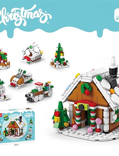  Weihnachtsbaustein-Sets, Brickheadz-Bausatz, Weihnachtsmann/Rentier/Schneemann/Lebkuchenmann, Bausteine-Set, Weihnachtsdekorationen und Geschenke für Kinder, Jungen, Mädchen, Erwachsene