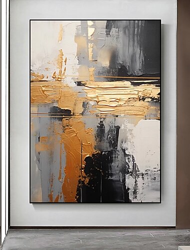  ציורי שמן בעבודת יד קישוט אמנות קיר בד מופשט מודרני זהב לעיצוב הבית ציור מגולגל ללא מסגרת ללא מסגרת