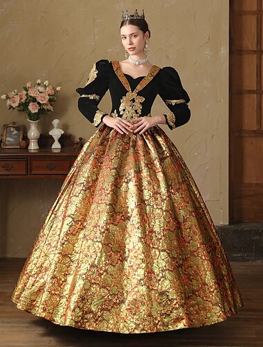  Gotico Rococò Ispirato al vintage Vestito Parrucche cosplay Costume da festa Principessa Shakespeare Tinta unica Abito da ballo Per donna Reale Halloween Carnevale San Valentino Feste Festa serale