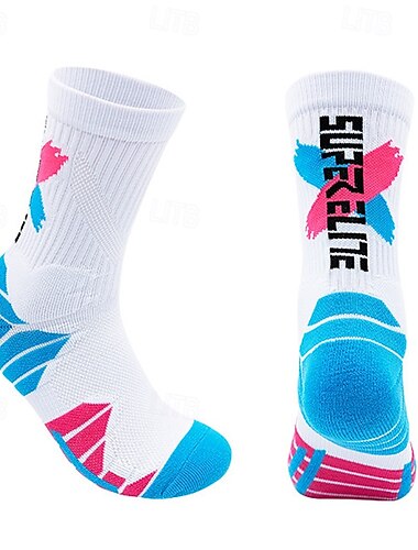  Sportsocken laufsocken 1 Paar Farbblock Herren Socken Rutschfest Atmungsaktiv Schweißableitend Komfortabel Fitnesstraining Fussball Laufen Joggen Radsport Sport Farbblock Modisch Polyester Wei