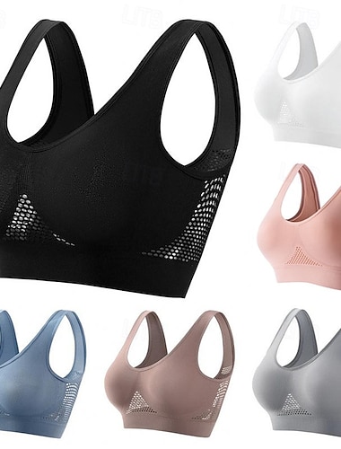  Mujer Sujeción Ligera Sujetadores de Deporte Sujetador para correr Espalda Abierta Sujetador superior No Aptitud física Deportes recreativos Corriendo Transpirable Ligero Suave Negro Blanco Rosa