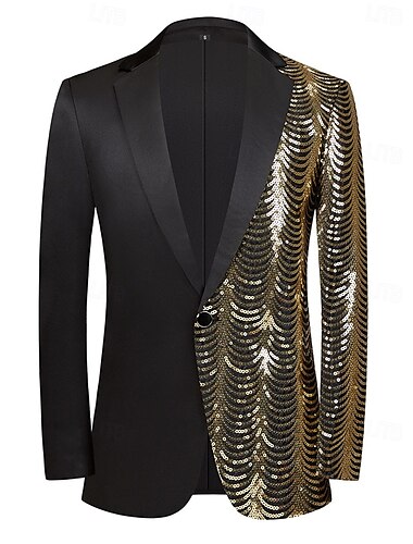  Voor heren Blazerjack Smoking Feest Glitter Gestreept Blazer Rood blauw Goud Standaard pasvorm Single Breasted een knoops