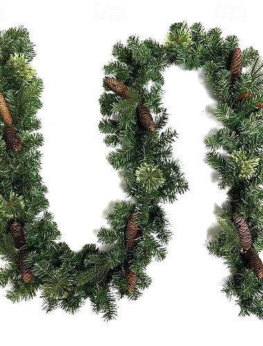  kunstig julekrans, grønn, crestwood gran, dekorert med kongler, bærklaser, julekolleksjon, 6/9 fot