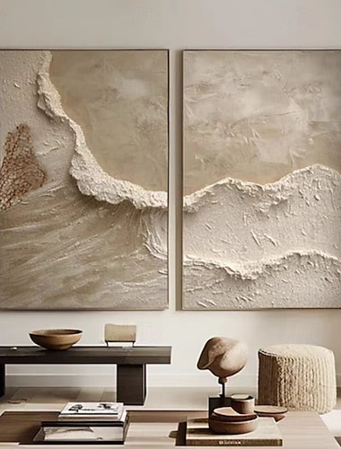  origineel wit abstract schilderij wit beige textuur schilderij abstracte muurkunst minimalistische abstracte schilderkunst moderne kunst woonkamer kunst gespannen frame klaar om op te hangen