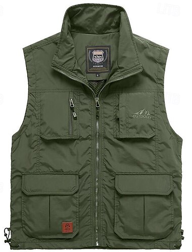  Herren Weste für Wanderer Wander-Fleeceweste Ärmellos Weste Außen Atmungsaktiv Komfortabel Tasche Nylon Schwarz Armeegrün Marinenblau Jagd Angeln Klettern