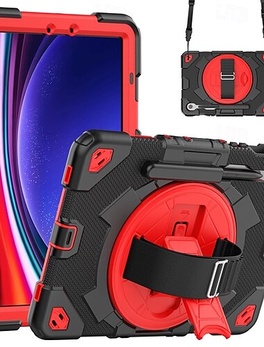  Tablette Hüllenabdeckung Für Samsung Galaxy Tab S9 Plus 12.4" Tragbar Griff Bleistifthalter Geometrische Muster PC Silikon