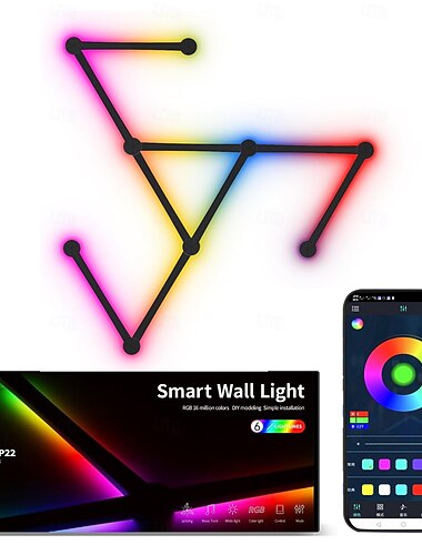  מאורות LED חכמים RGB בהירות סנכרון מוסיקה תאורה יצירתית לבית עם 24 כפתורים של שלט RF 16 מיליון צבעים ו-40 מצבי סנכרון
