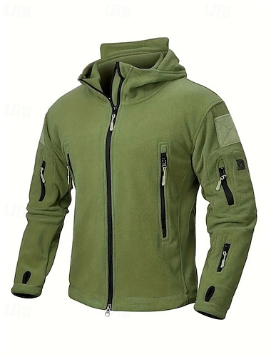  Herren Fleecejacke Militärjacke Taktische Jacke Täglich Urlaub warm Tasche Vlies Herbst Winter Glatt Modisch Strassenmode Mit Kapuze Standard Schwarz Khaki Armeegrün Grau Jacken