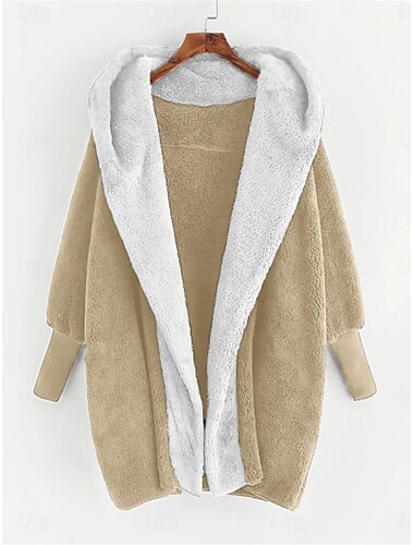  Damen Fleecejacke Teddy-Mantel Hoodie Jacke warm halten Atmungsaktiv Innenfutter aus Fleece Brautkleider schlicht Glatt Urlaub Strasse Freizeitskleidung Ausgehen Öffnung vorne Standard Kapuzenpullover
