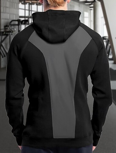  Herren Fitness-Hoodie Trainings-Hoodie Langarm Kapuzenshirt Casual Athlässigkeit Herbst warm Windundurchlässig Atmungsaktiv Fitnesstraining Laufen Gehen Sportbekleidung Sportkleidung Einfarbig