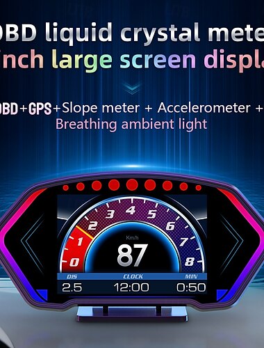  p3 gps hastighetsmätare hud obd2 head-up display fordonsdator bilspänning rpm vattentemperatur lutningsmätare med larmmätare