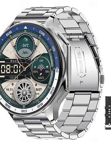  DT WATCH X ساعة ذكية 1.43 بوصة سمارت ووتش بلوتوث عداد الخطى تذكرة بالاتصال متتبع الحالة الرياضية متوافق مع Android iOS رجالي إسبات الطويل مكالمات بدون يد ضد الماء IP 67 علبة ساعة 46 ملم
