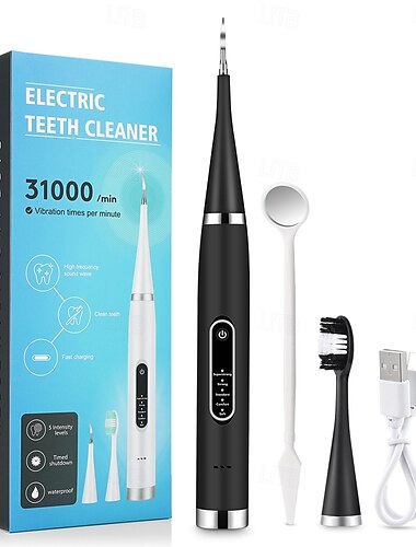  2 in 1 elektrische Zahnbürste Schallreiniger Zahnsteinentferner USB aufladbare intelligente vibrierende Zahnbürste Mundpflege für Erwachsene